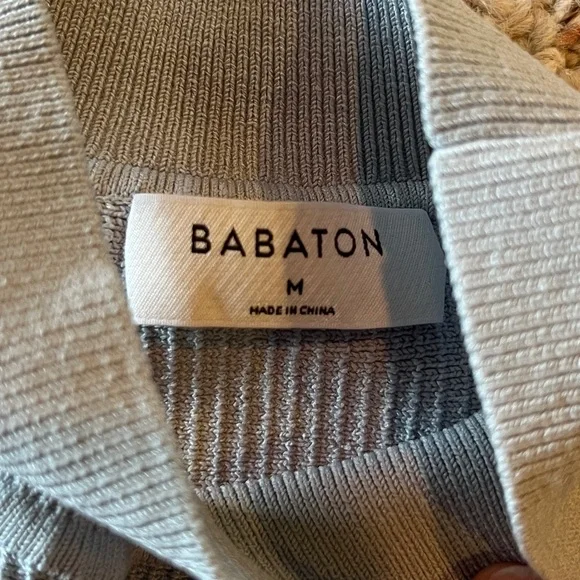 Aritzia Babaton Sculpt Knit Mock Neck Cropped Halter Top Cement Blue medium - Picture 3 of 4